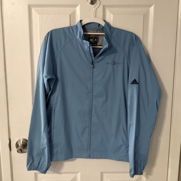 Adidas Climaproof Light Blue Maui Golf Windbreaker Jacket Size Small - Picture 1 of 10